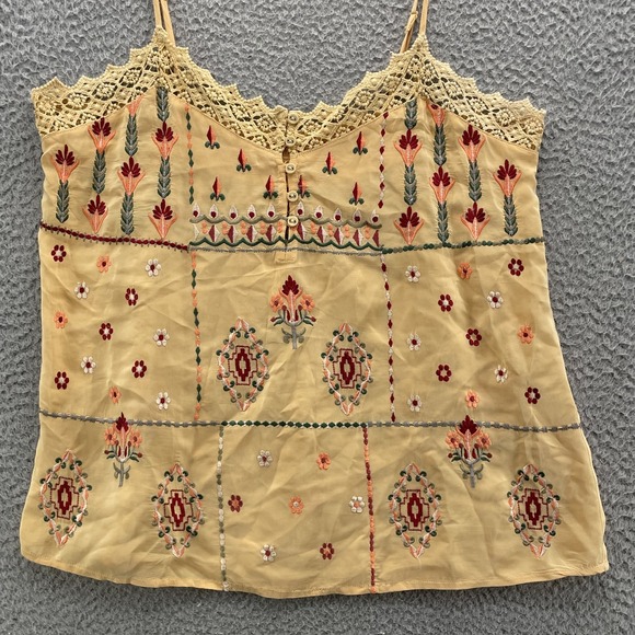 Sundance Cami Tank Women's Large Yellow Embroidered Feminine Y2k Boho 70's Rodeo - Picture 2 of 8